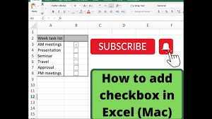 how to add checkbox in excel mac