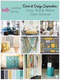 gray teal and yellow color scheme