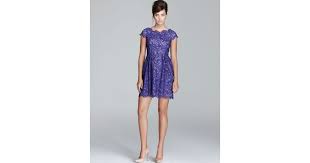Shoshanna Purple Lace Dress Cecile Cap Sleeve