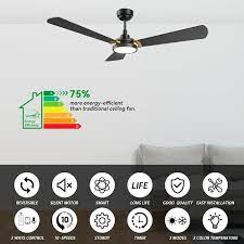 carro veter 56 in dimmable led indoor outdoor black smart ceiling fan with light and remote works with alexa google home