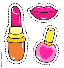 pink lipstick shiny lips nail polish