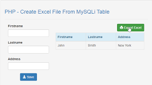 php create excel file from mysqli
