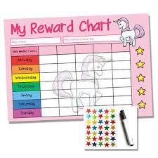 Unicorn Reward Chart Kids Childrens School Sticker Star Chart Stickers Pen Ebay