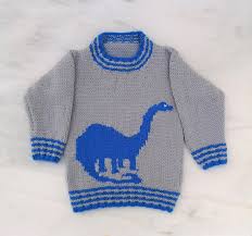 Dinosaur Childs Sweater And Hat Brontosaurus Knitting