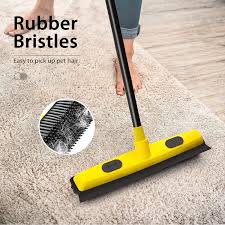 rubber broom with squeegee carpet rake