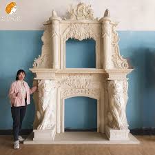 Large Double Layer Marble Fireplace