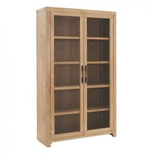 2 Door Elm Wood Glass Cabinet Scottish