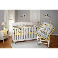 Yellow And Gray Elephant Baby Bedding