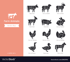 Farm Animals Silhouettes Collection For Groceries Vector Image