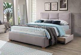 queen bed frames kingston grey fabric