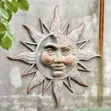 Half Face Sun Wall Plaque Metal Garden
