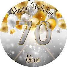 Below the photograph, write a suitable title, such as, evelyn's 70th birthday celebration. 70th Birthday Cake Topper Edible Icing Or Wafer