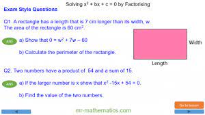 Solving Quadratics By Factorisation