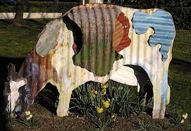 Corrugated Iron Cow Sculpture New