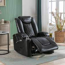 merax luxurious black pu power recliner