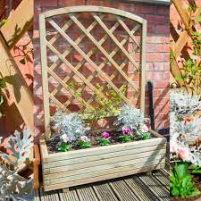 Wooden Planters With Trellis Garden