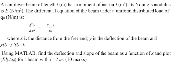 a cantilever beam of length m has a