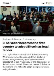Bitcoin legal tender on latest cryptocurrency news today! Fxry Azpsolwlm
