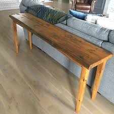 Live Edge Tapered Wood Leg Sofa Table