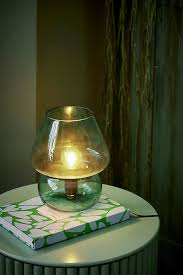 Present Time Glass Vintage Table Lamp