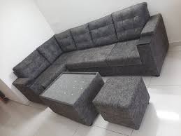 5 seater wooden l shape sofa set with