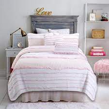 Cozy Line Home Fashions Pink Girly Ruffle Erfly Reversible 100 Cotton Soft Quilt Bedding Set Coverlet Bedspreads Twin 2 Piece 1 Quilt 1