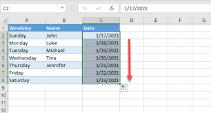 autofill dates or months in excel