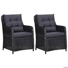 Vidaxl Patio Chairs 2 Pcs With Cushions Poly Rattan Black