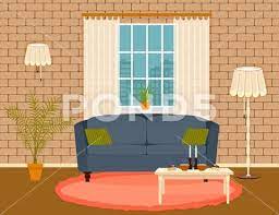 Interior Design In Flat Style Of Living