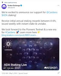 If you have an account on kraken crypto exchange, you can now do cardano staking. Ada Staking Added By Kraken Exchange