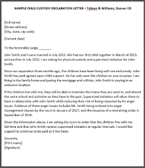a declaration letter for child custody