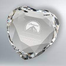 faceted crystal heart paperweight