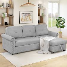 83 upholstered l shape sleeper sofa bed