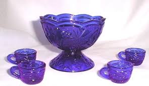 Miniature Cobalt Blue Glass Punch Bowl