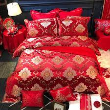 oriental silk satin red bedding set