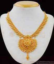 plain flower design gold necklace for