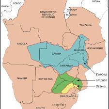 Finally it enters mozambique until it reaches the indian ocean as seen on map below. Map Of Southern Africa Showing Drainage Basins Of The Zambezi Download Scientific Diagram