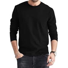 long sleeves black plain tshirts for men
