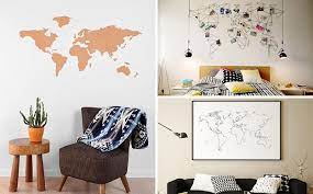 World Map Designs To Decorate A Plain Wall