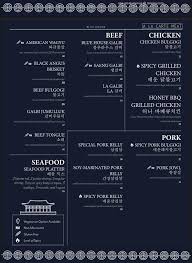 menu of blue house korean bbq