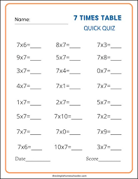 very best times table test printables