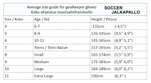 Soccer Glove Sizes Chart Puma Field Player Gloves Size Image