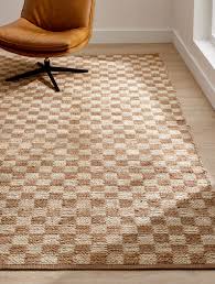 m co block check jute rug natural