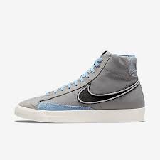 Glittery blue stars logo sneakers in white and grey. Blazer Shoes Nike Ph
