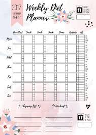 Weekly Diet Planner Vector Printable Page For Female Notebook