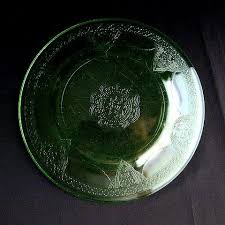 Vintage Green Glass Salad Plate Meta