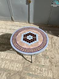Mosaic Side Table Round For Outdoor And