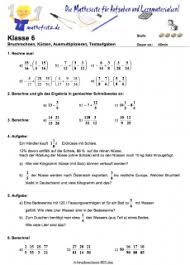 Kostenlose arbeitsblätter und unterrichtsmaterial zum fach mathe für lehrer in der grundschule. Bruchrechnen Klasse 6 Gymnasium Klassenarbeit Losungen Mathefritz