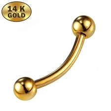 14k curved barbell piercing bent barbell