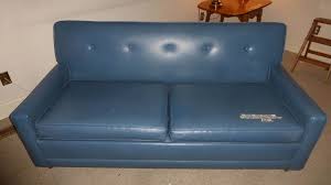 blue vinyl hide a bed sofa w simmons